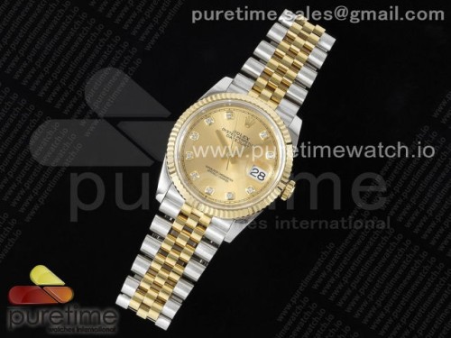 JD공장 롤렉스 데이저스트 36MM 텐포인트 옐로우골드콤비 쥬빌레 브슬 _Datejust 36 SSYG 904L Steel JDF 11 Best Edition YG Diamonds Dial on SSYG Bracelet VR3235