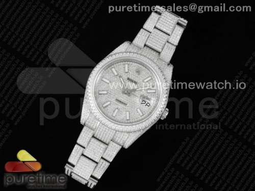 JD공장 롤렉스 데이저스트 41MM 풀다이아몬드 브슬 _ Datejust 41 SS Full Diamonds JDF 11 Best Edition Stick Markers Dial on Bracelet A2824