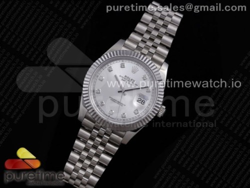 VR공장 롤렉스 데이저스트 41MM 실버 텐포인트 플루티드 쥬빌레 브슬 904L 3235 _ DateJust 41 126334 VRF 11 Best Edition 904L Steel Silver Dial Diamonds Markers on SS Jubilee Bracelet A3235