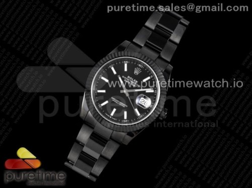 VR공장 롤렉스 데이저스트 41MM 올블랙 PVD 블랙바인덱스다이얼 오이스터 _ DateJust 41 All Black PVD VRF Best Edition Black Dial Stick Markers on PVD Oyster Bracelet A3235