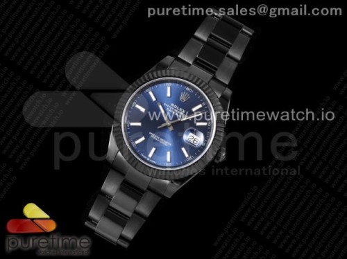 VR공장 롤렉스 데이저스트 41MM 올블랙 PVD 블루바인덱스다이얼 오이스터 _ DateJust 41 All Black PVD VRF Best Edition Blue Dial Stick Markers on PVD Oyster Bracelet A3235