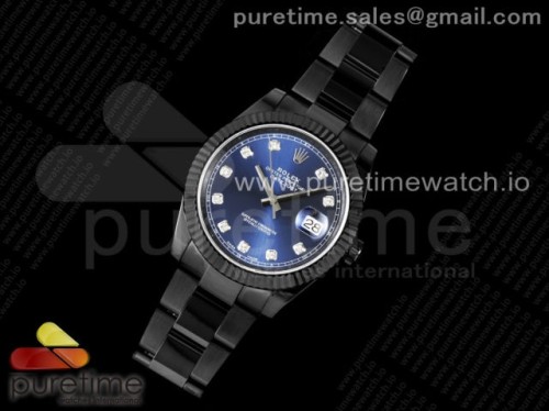 VR공장 롤렉스 데이저스트 41MM 올블랙 PVD 블루텐포인트다이얼 오이스터 _ DateJust 41 All Black PVD VRF Best Edition Blue Dial Diamonds Markers on PVD Oyster Bracelet A3235
