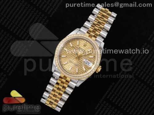 VS공장 롤렉스 데이저스트 36미리 DateJust 36 SS 126283rbr VSF 11 Best Edition 904L Steel YG Textured Dial on Jubilee Bracelet VS3235