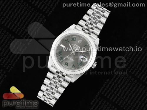 WF공장 롤렉스 데이저스트 41MM 윔블던 그레이로만인덱스 쥬빌레 플루티드 VR3235 _ DateJust 41 126334 WF 11 Best Edition 904L Steel Gray Dial Green Roman Marker on Jubilee Bracelet VR3235