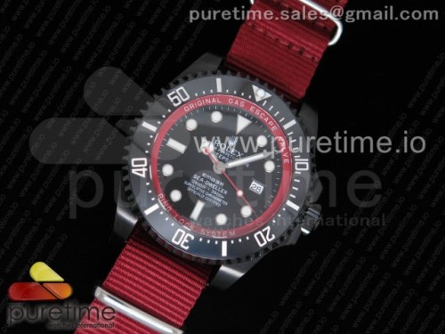 VR공장 롤렉스 씨드웰러 밤포드 _ 나일론 스트랩 Sea-Dweller 116660 Bamford PVD VRF Best Edition Black Dial on Red Nylon Strap A2836 MAX