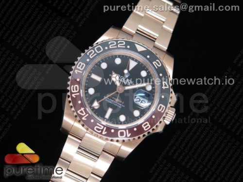 GM공장 롤렉스 GMT마스터2 루트비어 로골 블랙다이얼 브슬 금통 _ GMT-Master II 126715 CHNR RG Plated 904L Steel GMF 11 Best Edition A3285 (Correct Hand Stack)