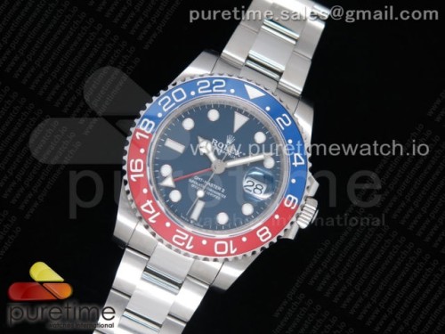 GM공장 롤렉스 GMT마스터2 블루앤레드 펩시 블루다이얼 브슬 904L 3186 _ GMT Master II 116719 BLRO Real Ceramic 904L SS GMF 11 Best Edition Blue Dial on Bracelet A3186 (Correct Hand Stack)