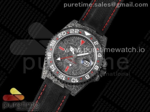OM공장 롤렉스 GMT마스터 DIW카본 블랙레드 블랙다이얼 나일론 _ GMT DIW Carbon OMF Best Edition BlackRed Black Dial on Black Nylon Strap SA3186 CHS