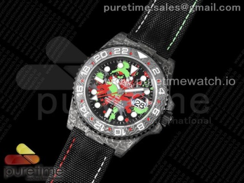 OM공장 롤렉스 GMT마스터 DIW카본 블랙레드그린 블랙다이얼 나일론 _ GMT DIW Carbon OMF Best Edition All BlackRedGreen Black Dial on Black Nylon Strap SA3186 CHS