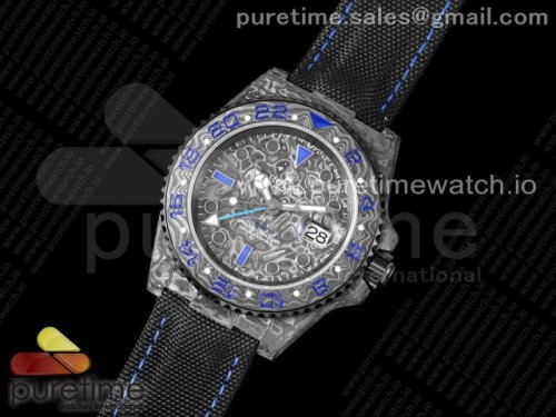 OM공장 롤렉스 GMT마스터 DIW카본 블랙블루 블랙다이얼 나일론 _ GMT DIW Carbon OMF Best Edition BlackBlue Black Dial on Black Nylon Strap SA3186 CHS