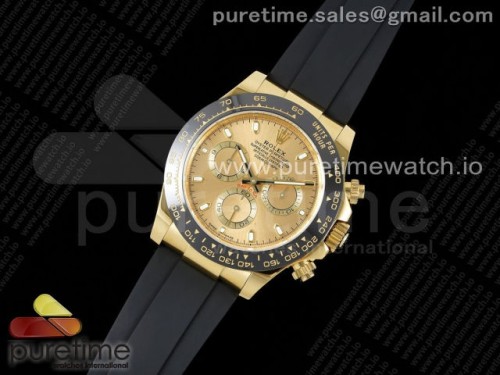BT공장 로렉스 데이토나 세라믹베젤 골드다이얼 러버 Daytona 116518 BTF 1_1 Best Edition YG Dial on Oysterflex Rubber Strap SA4130