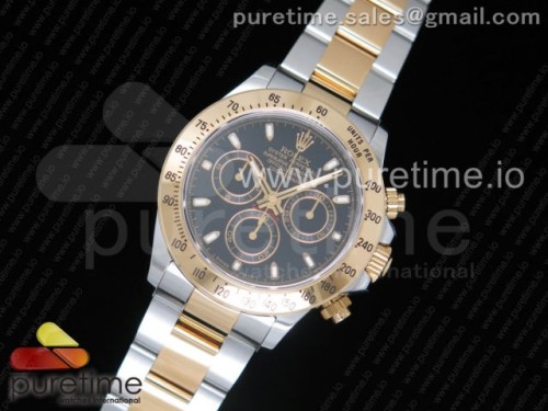 GM공장 롤렉스 데이토나 블랙 콤비 Daytona 116523 YG Wrapped GMF Best Edition Black Dial on SS_YG Bracelet A4130