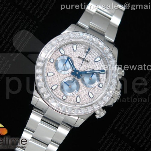 JH공장 롤렉스 데이토나 다이아 블루다이얼 다이아베젤 _ Daytona SS JHF Best Edition DiamondsBlue Dial Diamonds Bezel on SS Bracelet A4130