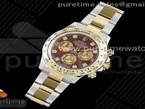 JH공장 롤렉스 데이토나 옐로우골드 콤비 브라운다이아인덱스 브슬 _ Daytona SSYG JHF Best Edition Brown Diamonds Dial on SSYG Bracelet A4130