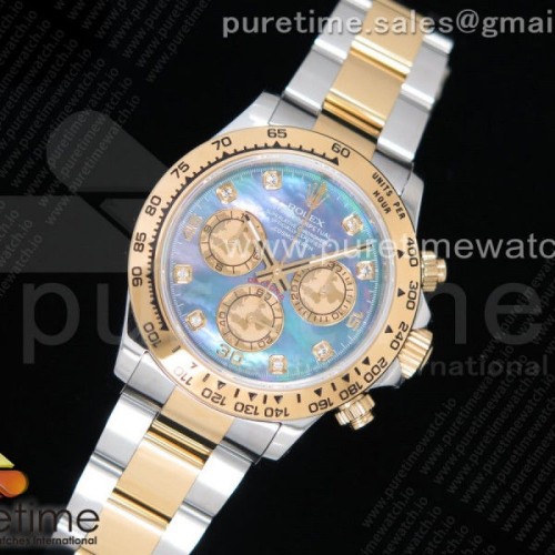 JH공장 롤렉스 데이토나 옐로우골드 콤비 블루자개 다이아다이얼 _ Daytona 116503 SSYG JHF Best Edition Blue MOP Dial on SSYG Bracelet A4130