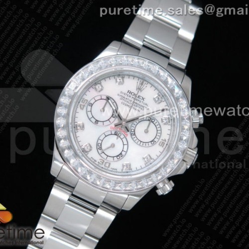 JH공장 롤렉스 데이토나 화이트다이얼 다이아베젤 _ Daytona SS JHF Best Edition White Dial Diamonds Bezel on SS Bracelet A4130