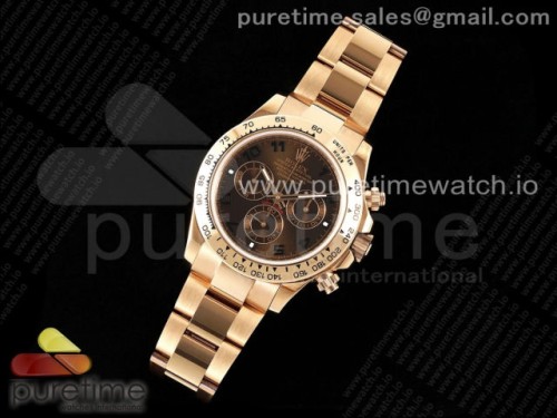 OM공장 롤렉스 데이토나 로즈골드 초코 넘버 다이얼 Daytona 116505 RG OMF Best Edition Chocolate Dial on RG Bracelet A7750 (Slim Movement)