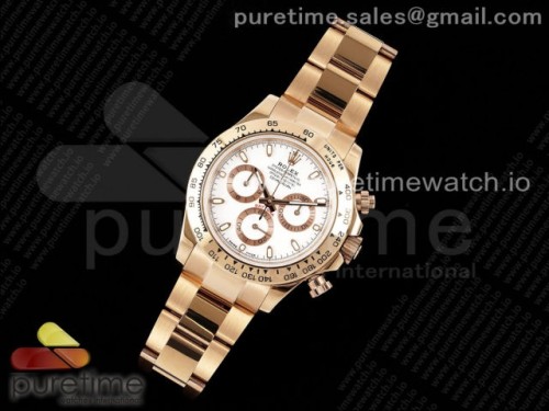 OM공장 롤렉스 데이토나 로즈골드 화이트 다이얼 Daytona 116505 RG OMF Best Edition White Dial on RG Bracelet A7750 (Slim Movement)