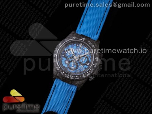 OM공장 롤렉스 데이토나 포지드카본 라이트블루 블랙 나일론스트랩 _ Daytona DIW Carbon OMF Best Edition Light Blue Dial on Light Blue Nylon Strap A4130