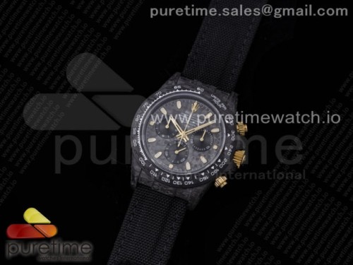 OM공장 롤렉스 데이토나 포지드카본 블랙 골드 가죽 _ Daytona DIW Carbon OMF Best Edition CarbonBlack Dial on Black Nylon Strap A4130