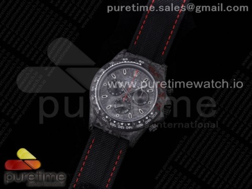 OM공장 롤렉스 데이토나 포지드카본 블랙 레드핸즈 가죽 _ Daytona DIW Carbon OMF Best Edition CarbonBlack Dial Red Hand on Black Nylon Strap A4130