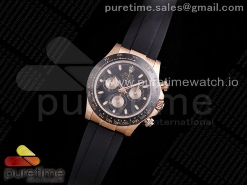 TW공장 롤렉스 데이토나 로즈골드 블랙다이얼 금통 러버 _ Daytona RG TWF Black Ceramic Bezle Black Dial on Black Rubber Strap A4130