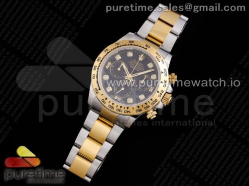 TW공장 롤렉스 데이토나 옐로우골드콤비 블랙다이아다이얼 브슬 _ Daytona SSYG TWF YG Bezle Black Dial Diamonds Markers on SSYG Brcelet A4130