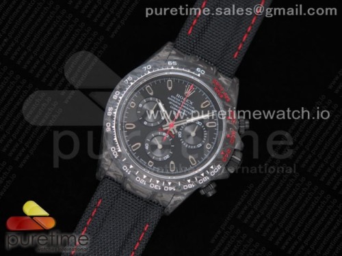 TW공장 롤렉스 데이토나 카본 블랙다이얼 레드스티치 나일론 _ Daytona DIW TWF Best Edition Carbon Case and Bezel BlackRed Dial on Black Nylon Strap A7750