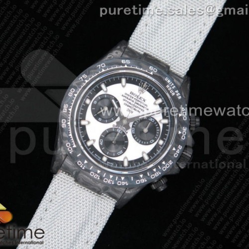 TW공장 롤렉스 데이토나 카본 블랙다이얼 화이트 나일론 _ Daytona DIW TWF Best Edition Carbon Case and Bezel WhiteBlack Dial on White Nylon Strap A7750