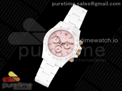 눕공장 데이토나 AET에디션 핑크 화이트세라믹 Daytona AET White Ceramic Case and Bracelet Pink Dial Noob Best Edition SA4130