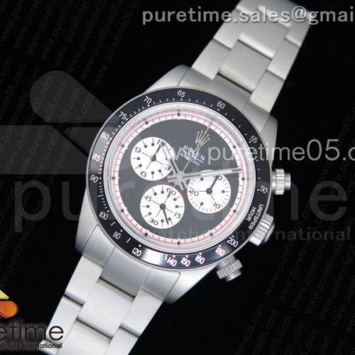 롤렉스 데이토나 뉴만 샌드 블래스티드 블랙 다이얼 Daytona Newman Sandblasted SS Black_White Dial on SS Bracelet A7750