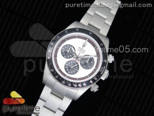 롤렉스 데이토나 뉴만 샌드 블래스티드 화이트 다이얼Daytona Newman Sandblasted SS White_Black Dial on SS Bracelet A7750