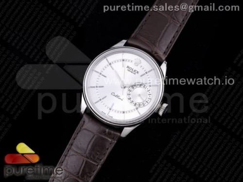 GM공장 롤렉스 셀리니 50519 리얼데이트 실버다이얼 브라운 가죽 _ Cellini 50519 SS GMF 11 Best Edition White Dial on Brown Leather Strap SA3165
