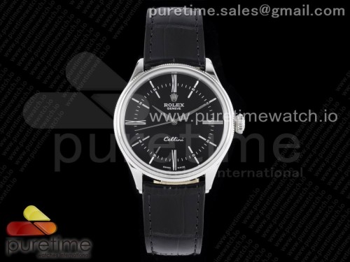KZ공장 롤렉스 셀리니 블랙다이얼 블랙가죽 _ Cellini SS KZF 11 Best Edition Black Dial on Black Leather Strap SA3132