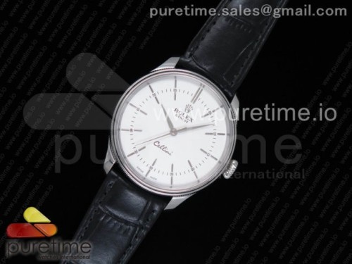 MK공장 V4 롤렉스 셀리니 타임 50509 화이트 다이얼 블랙 레더 스트랩 Cellini Time 50509 SS MKF Best Edition White Dial Sticks Marker on Black Leather Strap A3132 V4