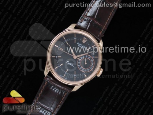 MK공장 롤렉스 셀리니 데이트 Cellini Date 50515 RG MKF Best Edition Black Dial on Black Leather Strap A3165