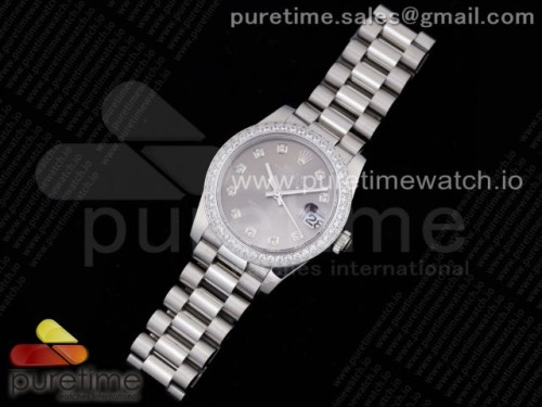 GM공장 롤렉스 데이저스트 31MM 그레이 텐포인트 다이아베젤 브슬 여성용 _ DateJust 31 Ladies 278289 GMF 316L Steel Gray Dial Diamonds Bezel and Markers on President Syle Bracelet