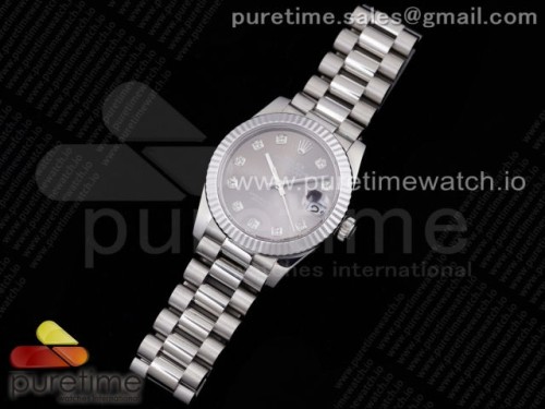 GM공장 롤렉스 데이저스트 31MM 그레이 텐포인트 브슬 여성용 _ DateJust 31 Ladies 278289 GMF 316L Steel Gray Dial Diamonds Markers on President Syle Bracelet