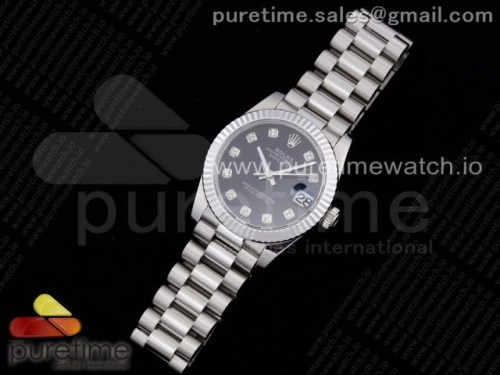GM공장 롤렉스 데이저스트 31MM 블랙 텐포인트 브슬 여성용 _ DateJust 31 Ladies 278289 GMF 316L Steel Black Dial Diamonds Markers on President Syle Bracelet