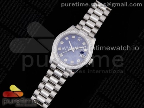 GM공장 롤렉스 데이저스트 31MM 블루 텐포인트 다이아베젤 브슬 여성용 _ DateJust 31 Ladies 278289 GMF 316L Steel Blue Dial Diamonds Bezel and Markers on President Syle Bracelet