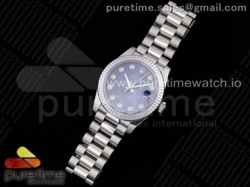 GM공장 롤렉스 데이저스트 31MM 블루 텐포인트 브슬 여성용 _ DateJust 31 Ladies 278289 GMF 316L Steel Blue Dial Diamonds Markers on President Syle Bracelet