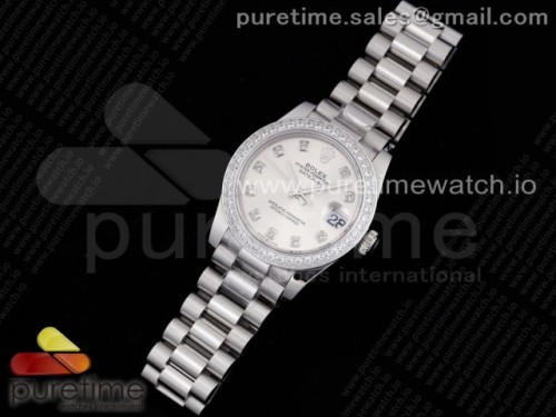 GM공장 롤렉스 데이저스트 31MM 실버 텐포인트 브슬 여성용 _ DateJust 31 Ladies 278289 GMF 316L Steel Silver Dial Diamonds Markers on President Syle Bracelet