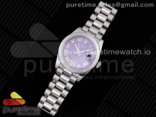 GM공장 롤렉스 데이저스트 31MM 퍼플 다이아 로만인덱스 브슬 여성용 _DateJust 31 Ladies 278289 GMF 316L Steel Purple Dial Diamond Roman Markers on President Syle Bracelet
