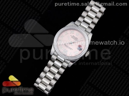 GM공장 롤렉스 데이저스트 31MM 핑크 로만인덱스 브슬 여성용 _DateJust 31 Ladies 278289 GMF 316L Steel Pink Dial Diamond Roman Markers on President Syle Bracelet