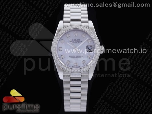 GM공장 롤렉스 데이저스트 31MM 화이트 텐포인트 다이아베젤 브슬 여성용 _ DateJust 31 Ladies 278289 GMF 316L Steel White Dial Diamonds Bezel and Markers on President Syle Bracelet