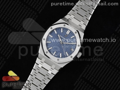 APS공장 로얄오크 41MM 15500 블루 Royal Oak 41mm 15500 SS APSF 11 Best Edition Blue Textured Dial on SS Bracelet A4302 Super Clone