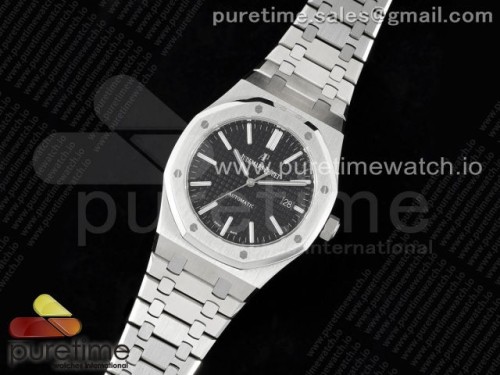 APS공장 오데마피게 로얄오크 15400 블랙다이얼 브슬 _ Royal Oak 41mm 15400 SS APSF 11 Best Edition Black Textured Dial on SS Bracelet A3120 Super Clone