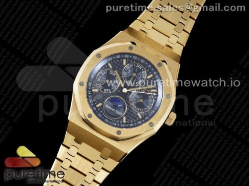 APS공장 오데마피게 로얄오크 오프쇼어 41MM 옐로우골드 블루다이얼 브슬 Royal Oak 41mm Complicated 26574 YG APSF11 Best Edition Blue Dial on YG Bracelet A5134