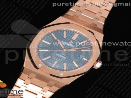 JF공장 V5 오데마피게 로얄오크 15400 로즈골드 블루다이얼 브슬 _ Royal Oak 41mm 15400 RG JF 1_1 Best Edition Blue Textured Dial on RG Bracelet A3120 V5