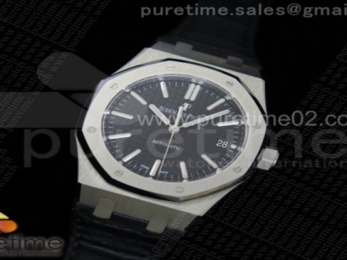 JF공장 오데마피게 로얄오크 37MM 블랙다이얼 _ 가죽 Royal Oak 37mm 15450 SS JF 1_1 Best Edition Black Dial on Black Leather Strap A3120